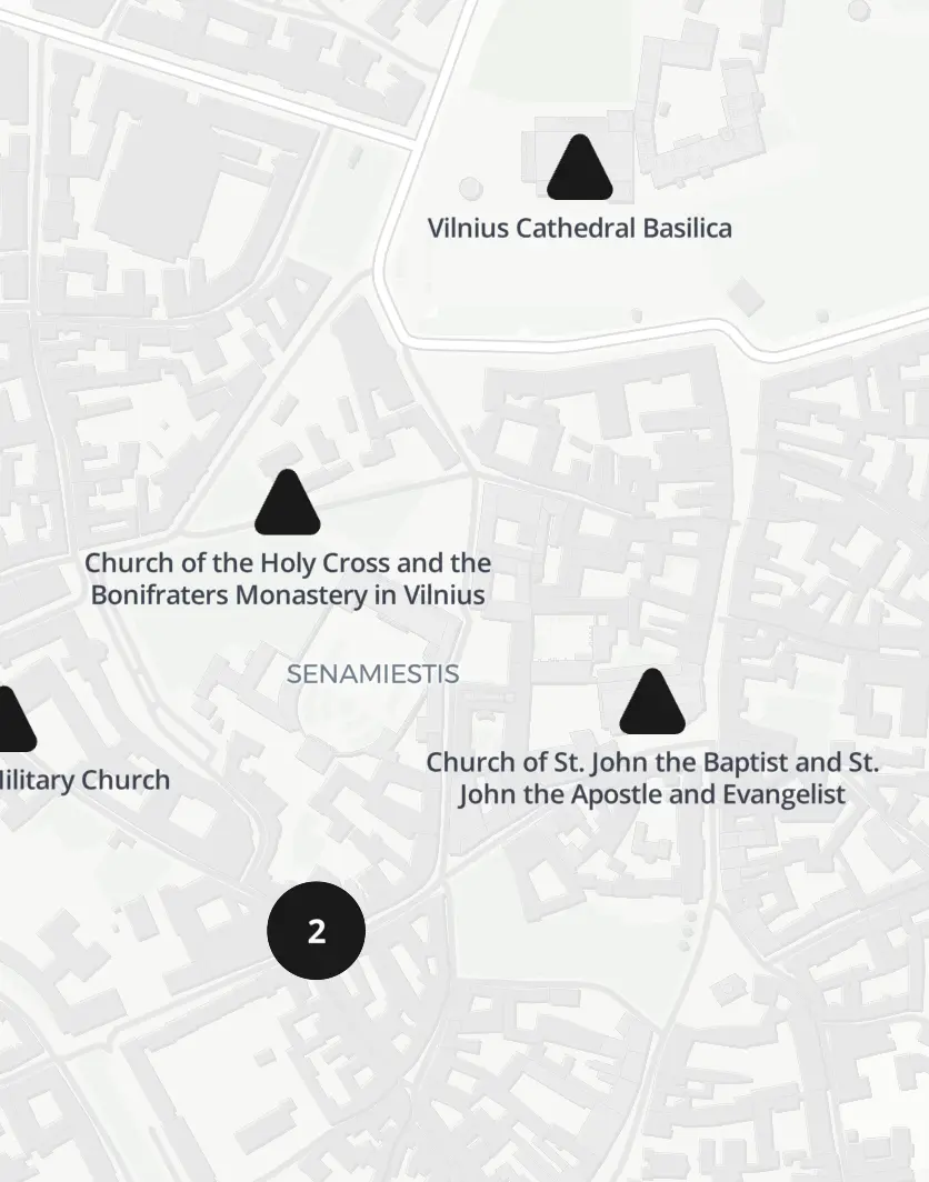 Map of Catholic churches in Vilnius